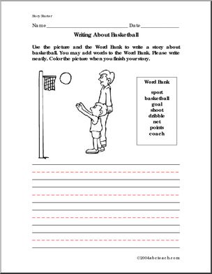 Basketball (primary/elem) Color and Write Prompt