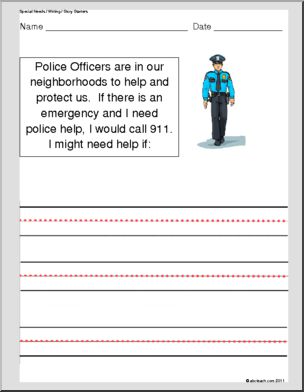 Special Needs: Writing; Story Starters “Calling the Police” (elem)