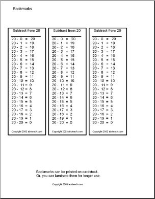 Subtraction (20 – x) Clip Art – Abcteach