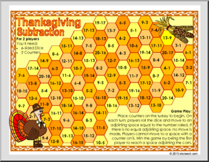 Math Game: Thanksgiving – Subtraction