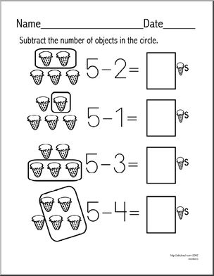 Subtraction – facts up to 5 (set 5) Clip Art