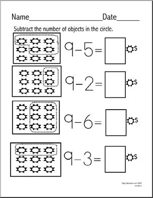 Subtraction – facts up to 5 (set 9) Clip Art