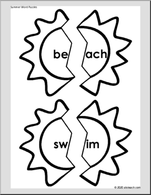 Summer Word Puzzles (black/white)