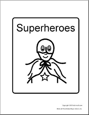 Theme Sign: Superheroes (coloring book version)