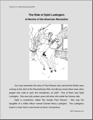 Comprehension: Sybil Ludington; Heroine of the American Revolution (elem)