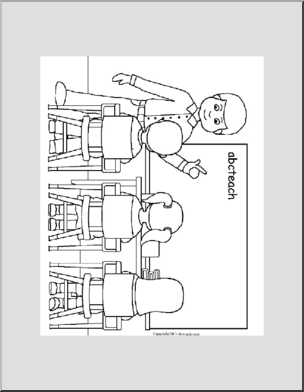 Coloring Page: abcteach Kids with Teacher  (male)