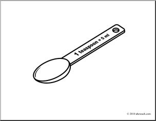 Clip Art: Measuring Spoons: Teaspoon (coloring page)