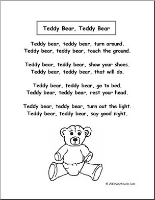 Nursery Rhymes: Teddy Bear, Teddy Bear – Abcteach