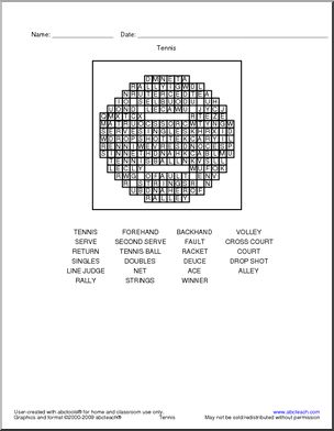 Word Search: Tennis Terminology