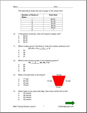 Math (Level 3) Testing Practice