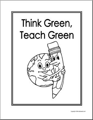 Portfolio Cover: Think Green, Teach Green (pencil and Earth) – b/w