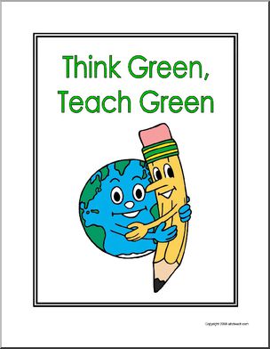 Portfolio Cover: Think Green, Teach Green (pencil and Earth) – color