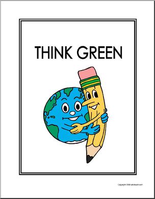 Portfolio Cover: Think Green (pencil and Earth) – color