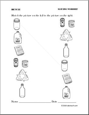 Worksheet: Recycle – Match Pictures (preschool/primary)