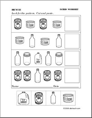 Worksheet: Recycle – Follow the Pattern (preschool/primary)