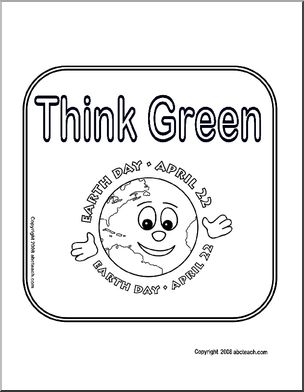 Sign: Think Green – Earth Day (cute) b/w