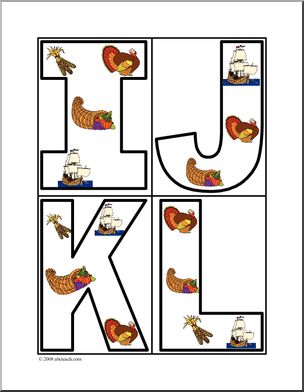 Alphabet Letter Patterns: Thanksgiving (A-Z) (color)
