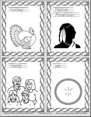 Shapebook: Thanksgiving Vocabulary Booklet (B&W)