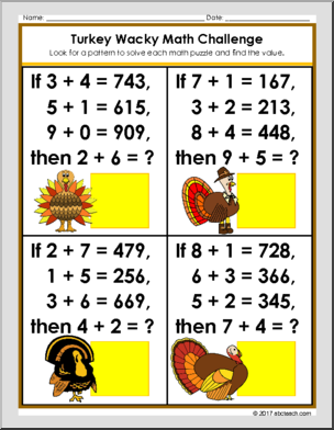 Thanksgiving Math Challenge Packet