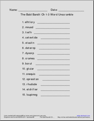 A-Z Mystery; The Bald Bandit Vocabulary Set (elem/upper elem) Book
