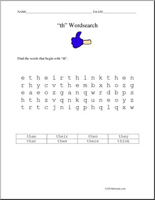 “th” Words Word Search