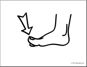 Clip Art: Basic Words: Toe (coloring page)