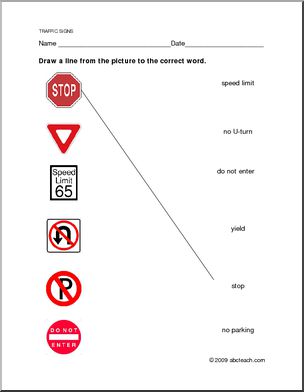 Worksheet: Traffic Regulatory Signs -matching