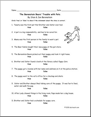 Book: Berenstain Bears’ Trouble with Pets (primary)