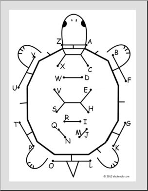 Dot to Dot: Cartoon Turtle (a-z)