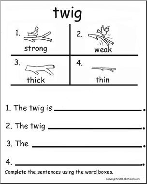 Beginning Writing Practice, Set 18 (twig) – Abcteach