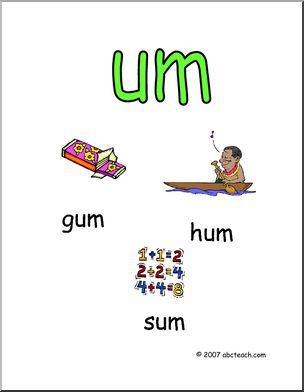 Word Family – UM Words Poster – Abcteach