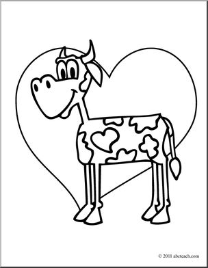 Clip Art: Valentine Cow (coloring page)