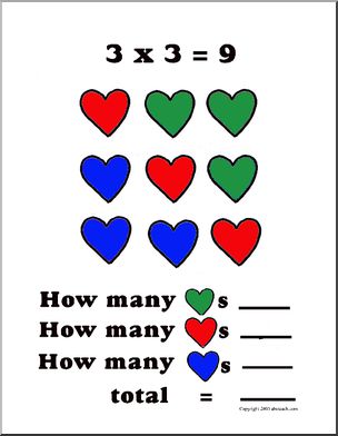 Valentine 2 – Multiply by 3 Valentine Math