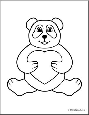 Clip Art: Valentine Panda (coloring page)