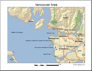 Map: Vancouver Area, British Columbia (color)