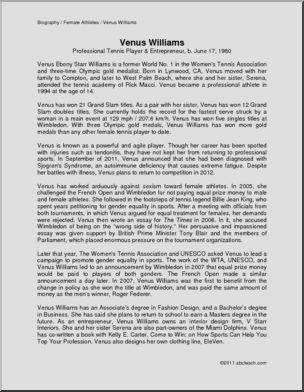 Biography: Venus Williams (upper elem)