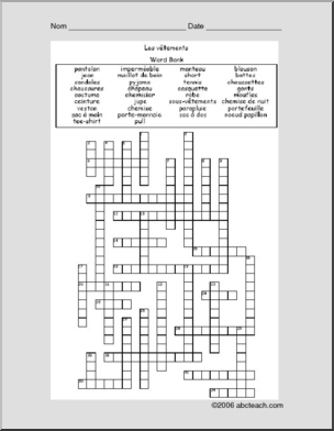 French: Clothing crossword
