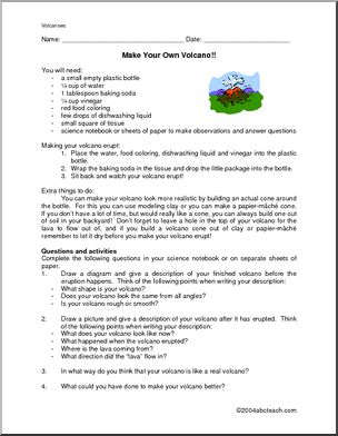 volcano experiment worksheet