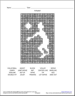 Word Search: Volleyball Terminology
