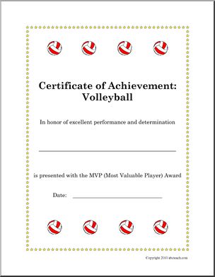 Sports Certificates: Volleyball