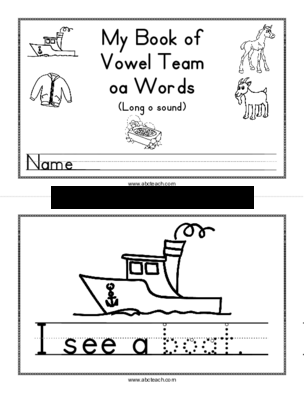 My Book of Vowel Team oa Words (Long o Sound)