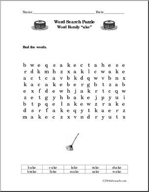 “ake” words’ Word Search