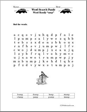 “ump” words’ Word Search