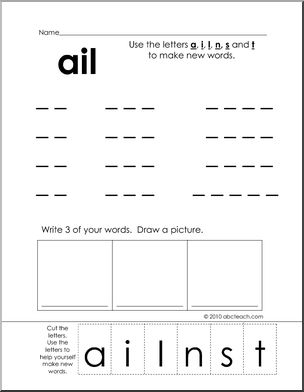 ail Words Build Words Worksheet (k-1) Words from Words – Abcteach