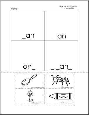 an Words Worksheet Cut and Paste (K-1) Words from Words