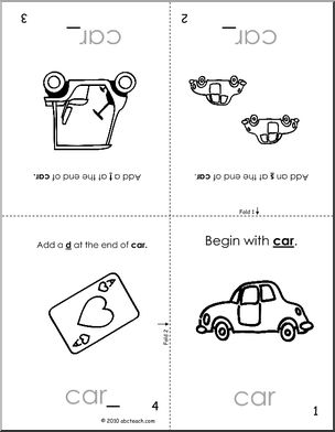 car Words Blank Foldable Book (b/w) (k-1) Words from Words