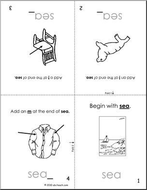 sea Words Blank Foldable Book (b/w) (K-1) Words from Words