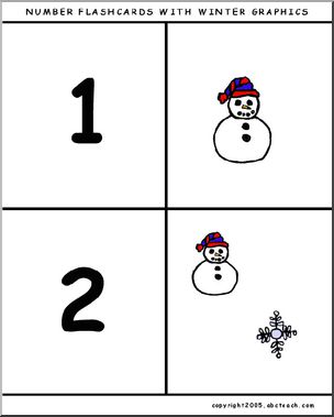 Flashcards: Numbers 1-10 (Winter theme, color)
