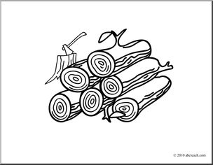 Clip Art: Basic Words: Wood (coloring page)