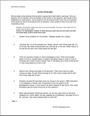 Set J (elem/upper elem) Word Problems